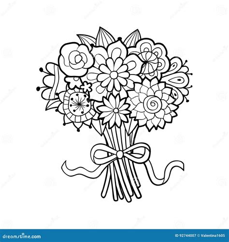 flowers bouquet clipart black and white